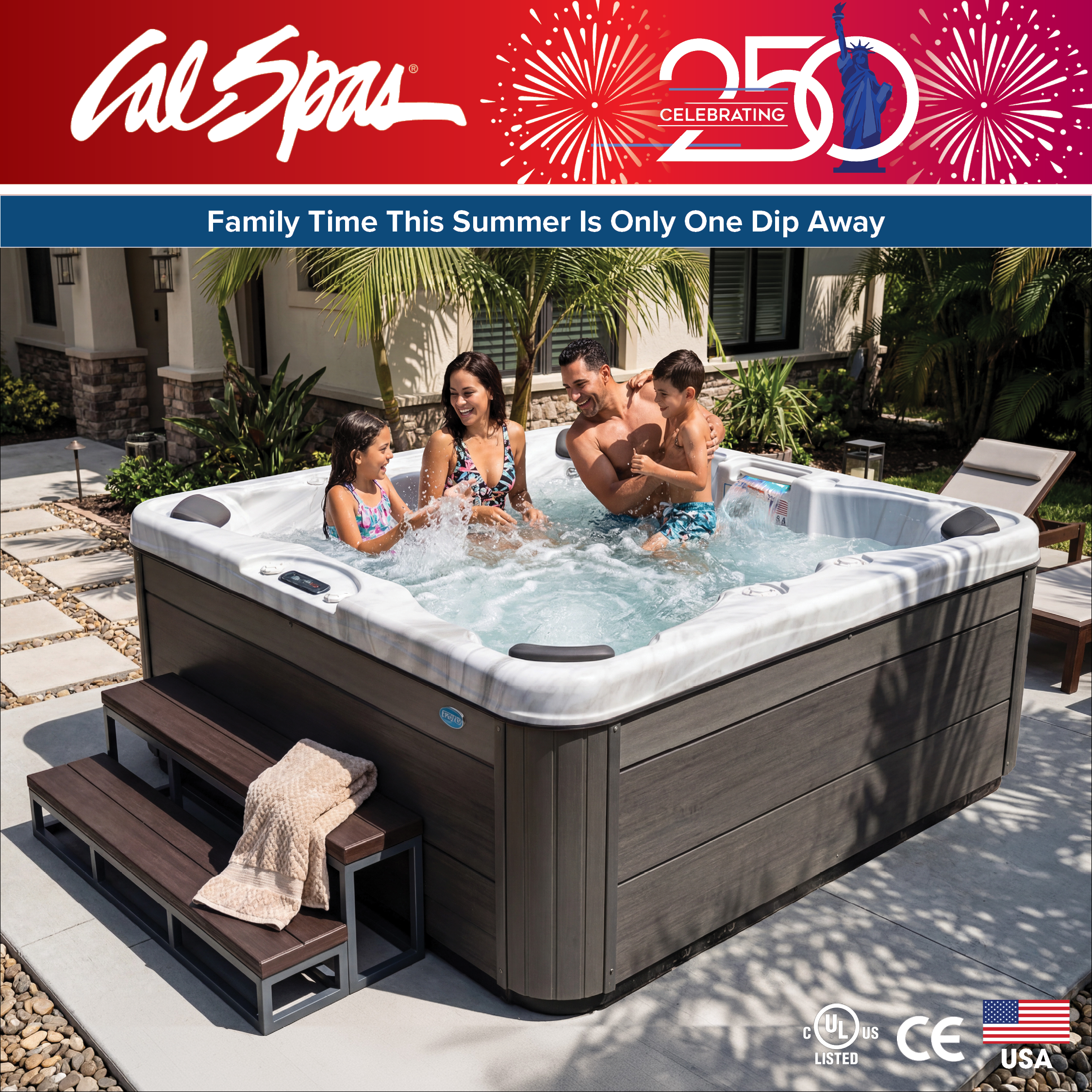 Calspas hot tub being used in a family setting - Manhattan